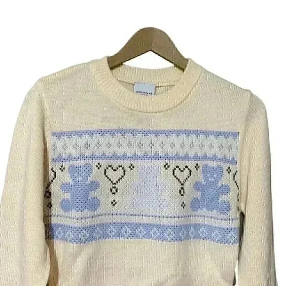Acme de La Vie Sweater XS Ivory Nordic Bear Pattern Wool Blend Women’s NWT - Picture 4 of 9